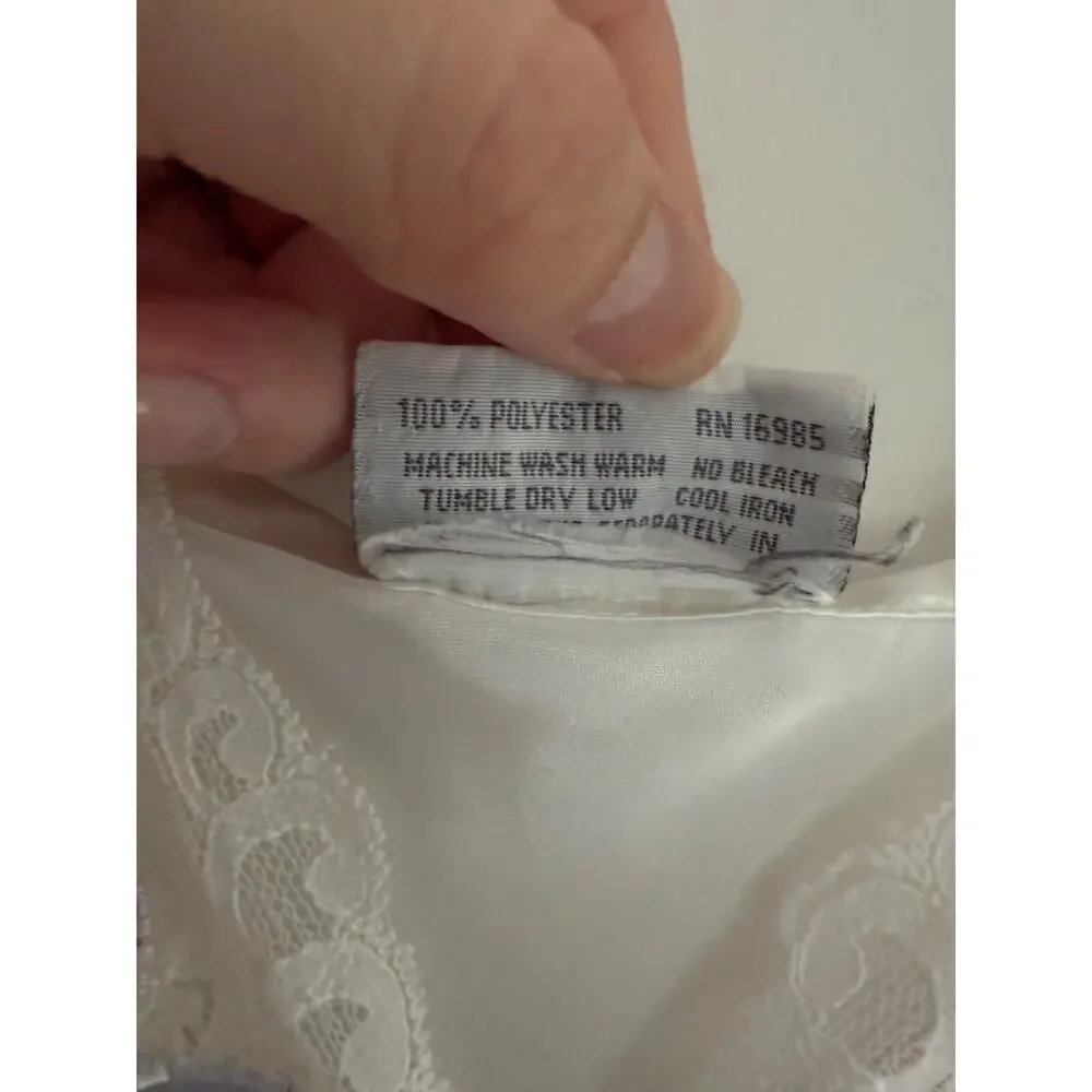 Vintage VAL MODE Long Satin Nightgown MED Floral Coquette 90s Lace